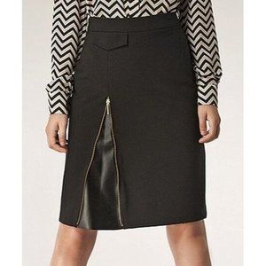 nife skirt 36 black zip pencil straight faux leather zipper